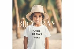 Kids White Shirt Mockup, Boys TShirt Mock Up, Boho Summer Product Image 1