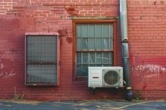 Urban building exterior with air conditioning unit Product Image 1