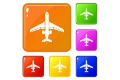 Passenger plane icons set vector color Product Image 1