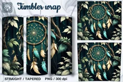 Green Dream catcher Tumbler Sublimation, 20 oz Tumbler Wrap Product Image 2