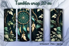 Green Dream catcher Tumbler Sublimation, 20 oz Tumbler Wrap Product Image 1