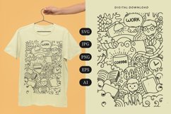 Working Doodle T-shirt | SVG Product Image 1