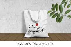 I love you berry much pun quote with hand drawn strawberry. Product Image 2