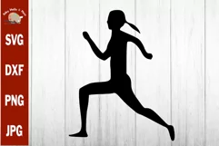 runner girl silhouette, female runner clip art svg dxf png Product Image 1