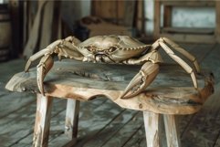 Elegant wooden crab sculpture on rustic table Product Image 1