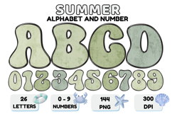 Summer Alphabet &amp; Numbers PNG Clipart Doodle Letters 300 DPI Product Image 1