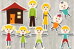 Blonde Stick Family Figures, mom, dad, kids, baby Product Image 2
