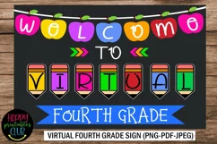 Virtual Fourth Grade School Sign- First Day of School Sign Product Image 1