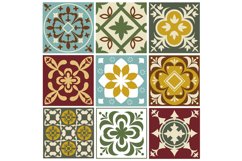 Portuguese tiling vector patterns. Old mediterranean tile pr Product Image 1