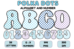 Polka Dots Alphabet Letters &amp; Numbers Clipart PNG 300DPI Product Image 1