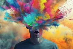 Vibrant Colorful man head. Generate Ai Product Image 1