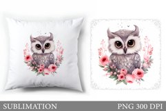 Cute Owl Pillow Sublimation. Owl Sublimation Product Image 1