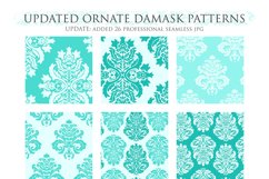 28 Turquoise Damask Patterns - Seamless Digital Papers Bundle Product Image 3