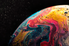Rainbow Bubble Planet with Dark Background Wallpaper Product Image 1