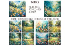 Watercolor field with meadow flowers clipart JPG backdrop Product Image 2
