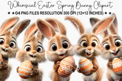 Easter Cute Whimsical Bunny Clipart PNG Product Image 1