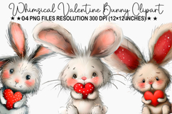 Whimsical Valentine Bunny Clipart Product Image 1