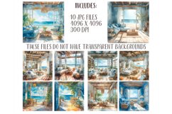 Watercolor houses by the sea clipart - summer house interior Product Image 2