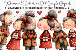 Whimsical Valentine Old Couple Clipart Product Image 1