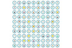 100 avatar icons set, cartoon style Product Image 1