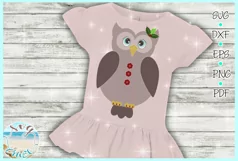 Girly Owl with Holly Christmas SVG Dxf Eps Png PDF Product Image 2