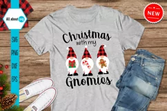 Christmas With My Gnomies Svg, Buffalo Plaid Gnomes Svg Product Image 1