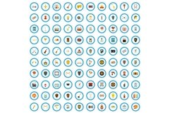 100 artistic document icons set, flat style Product Image 1
