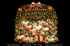 Wildflower Pumpkin Club Fall PNG Design Product Image 1