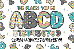 Whimsical Alphabet &amp; Numbers Clipart PNG 300 DPI Product Image 1