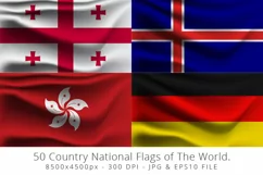 Realistic waving 50 Country National Flags of The World. Product Image 6