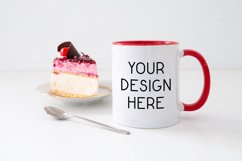 Mug Mockup 11 Oz White Coffee Mug Mockup Red Handle Cake Product Image 1