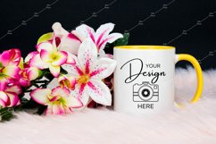 Mug Mockup 11 Oz Blank White Coffee Cup Yellow Handle Product Image 1