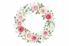 Watercolor round flower shape, spring flowers Product Image 1