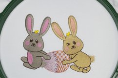 Easter Bunnies playing with the egg. Embroidery design Product Image 4
