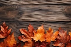 Autumn leaves over wooden Background Wallpaper Product Image 1