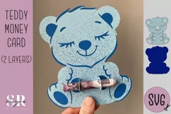 Teddy birthday Money card | Paper cutting | Money card SVG Product Image 1