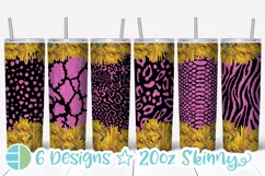 Skinny Tumbler Sublimation Design - Sunflower Leopard Print Product Image 1