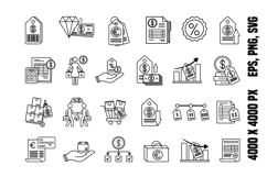 Line Price Icon Set Product Image 1