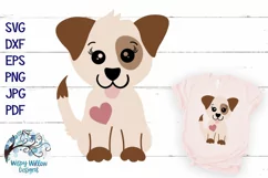 Cute Dog SVG | Layered Puppy with Heart SVG Cut File Product Image 1