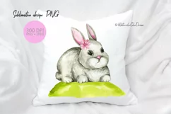 Cute Bunny Sublimation. Watercolor Farm Animal clipart Product Image 1