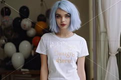 Halloween T-Shirt Mockup for Women, White T-Shirt Mockup, d8 Product Image 2