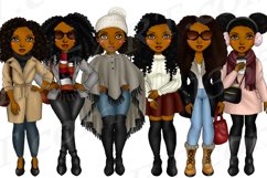 Winter Fashion Girls Black Natural Hair Planner Clipart Product Image 2