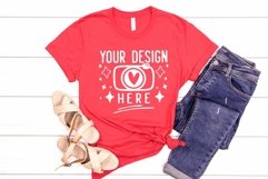 Bella Canvas 3001 Heather Red Mockup, Unisex Tshirt Mockup Product Image 1