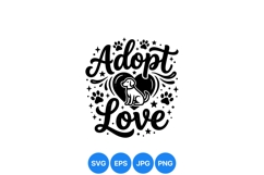 Cute Adopt Love Paw Print Dog Illustration Product Image 1