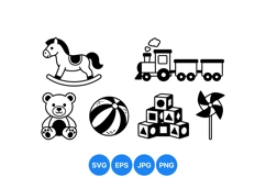 Black and White Classic Kids Toy Clipart Product Image 1
