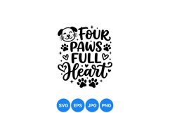 Hand Lettered Four Paws Full Heart SVG Design Product Image 1