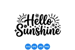 Hello Sunshine Handlettered SVG Cutfile Design Product Image 1