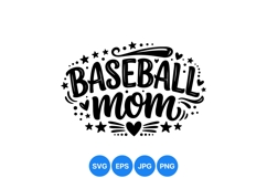 Hand Lettered Baseball Mom SVG Design PNG Product Image 1
