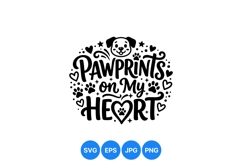 Hand Drawn Pawprints On My Heart SVG Design Product Image 1