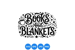 Hand Lettered Books And Blankets Cozy SVG Design Product Image 1